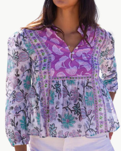 MICHELLE TOP IN MIXED PRINTS - Romi Boutique