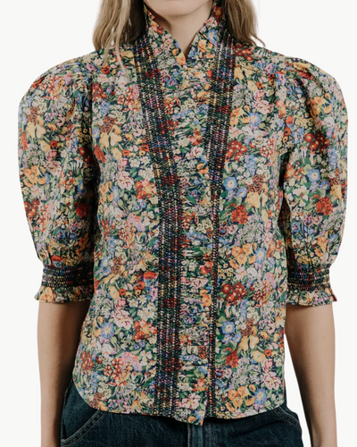 ZURI TOP SHORT SLEEVE IN COTTAGE GARDEN LIBERTY PRINT