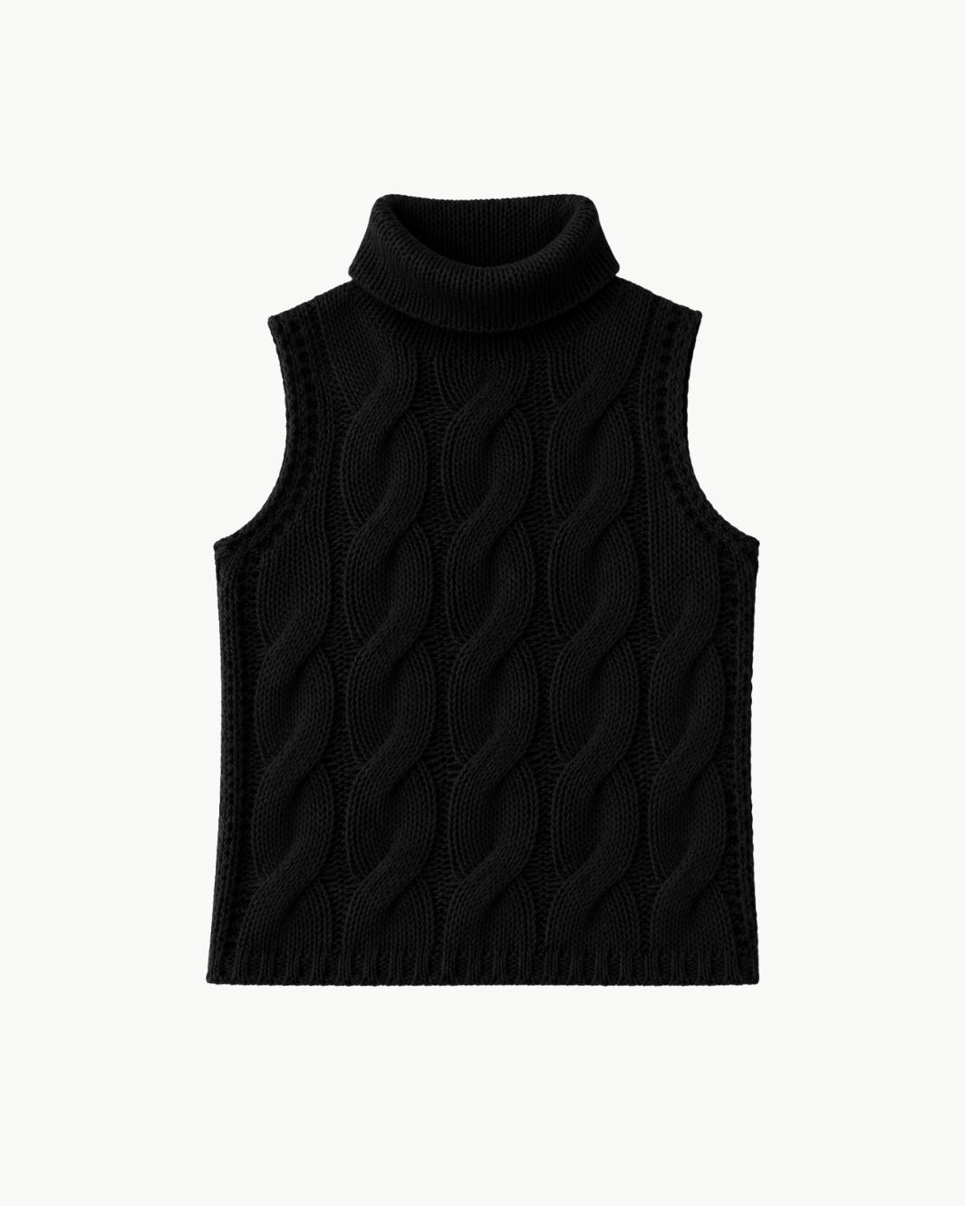 Salvia Sleeveless Cashmere Cable Turtleneck