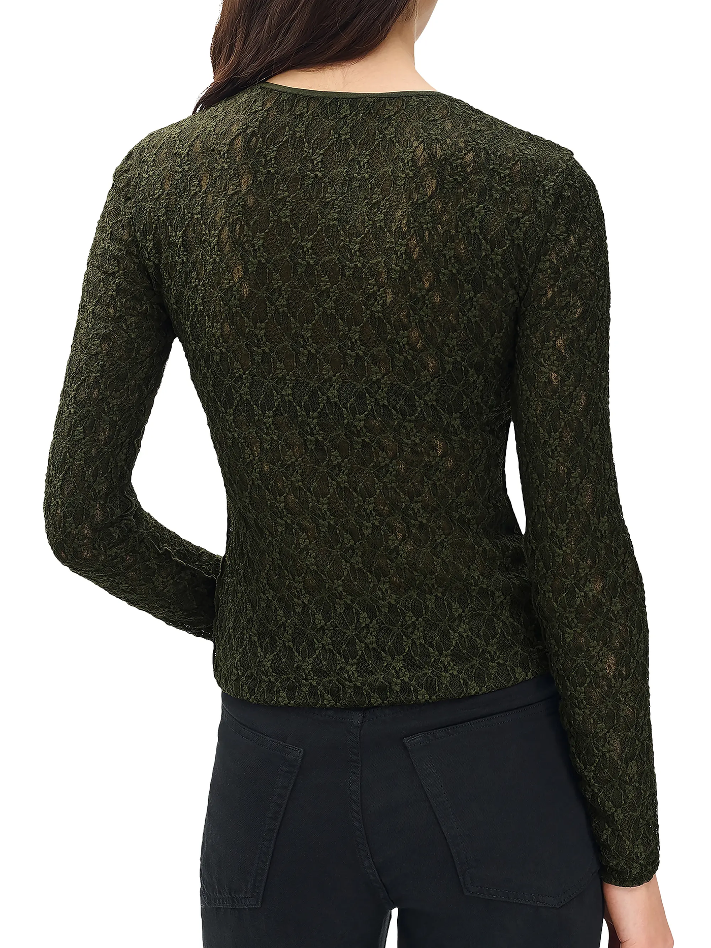 ELLIE LACE TEE IN ARMY