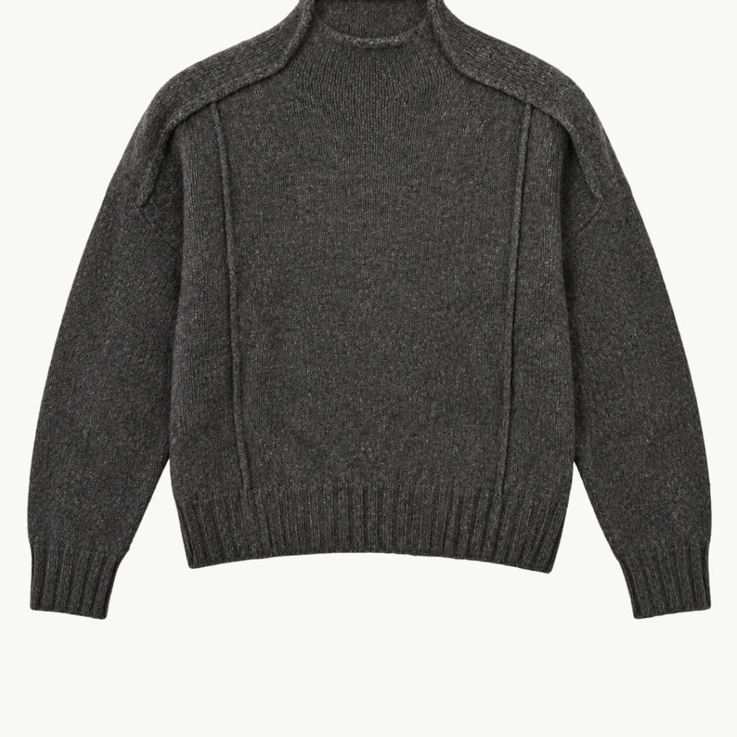 Boxy Seamed Funnel Neck