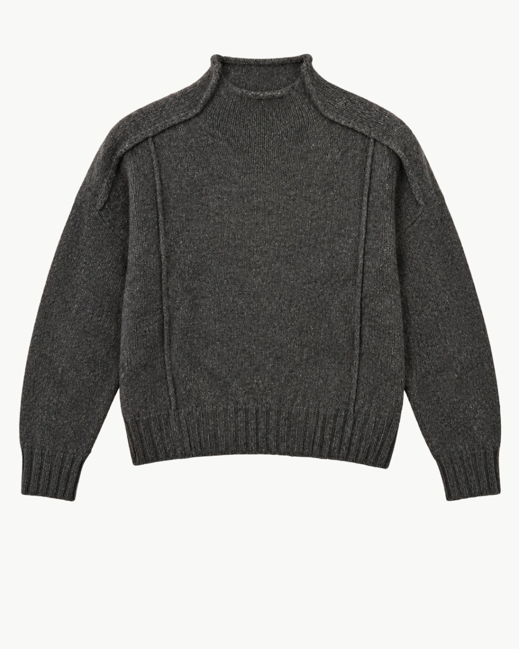 Boxy Seamed Funnel Neck