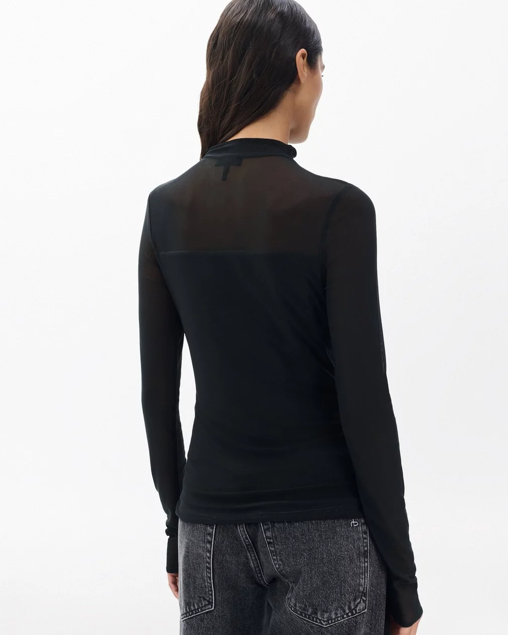 LUCA MIXED-MEDIA MOCKNECK IN BLACK