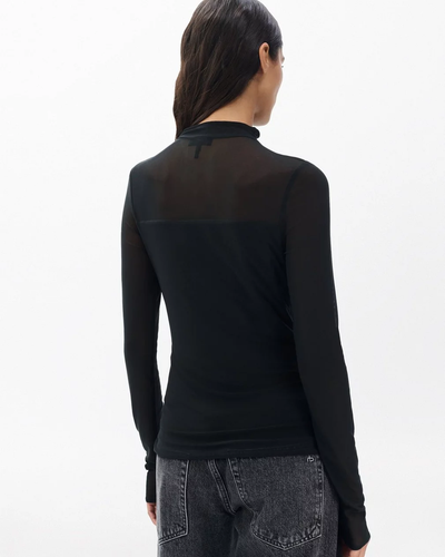 LUCA MIXED-MEDIA MOCKNECK IN BLACK