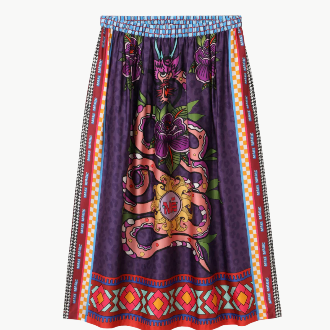 Me369 VANESSA PRINTED MIDI SKIRT at Romi Boutique