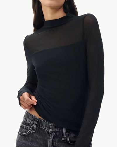 LUCA MIXED-MEDIA MOCKNECK IN BLACK