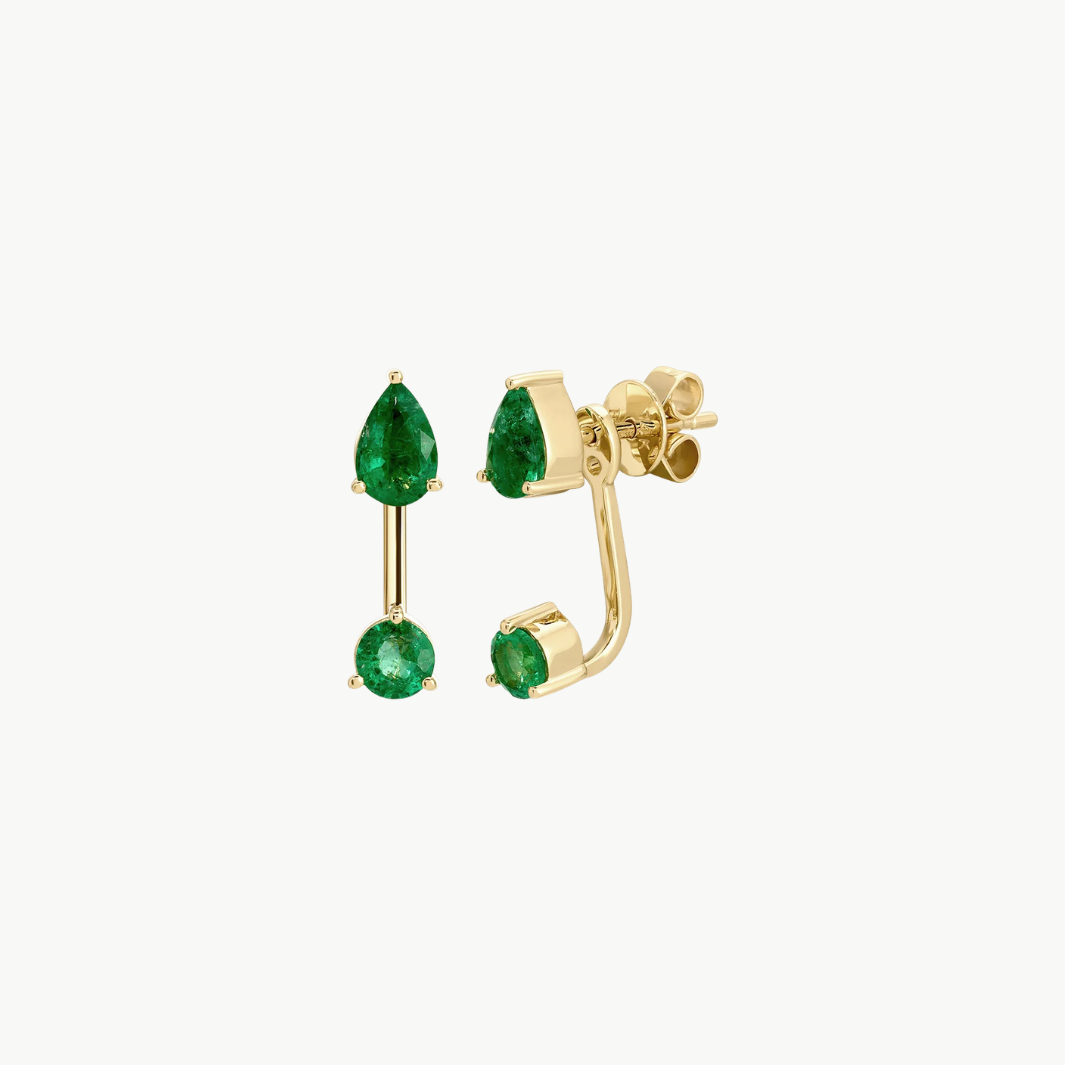 EF Collection Emerald Pear & Round Illusion Stud Earrings at Romi Boutique