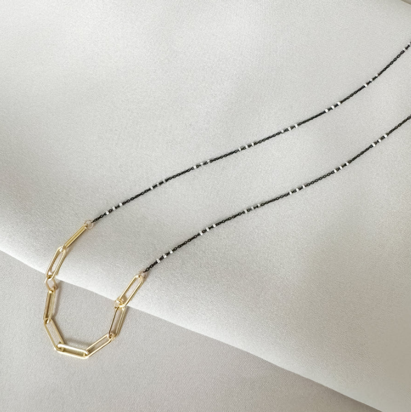Maya Bauman LINK MIX NECKLACE IN MIX METAL at Romi Boutique