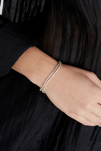 CUBE DOUBLE NAKED WRAP BRACELET IN SILVER - Romi Boutique