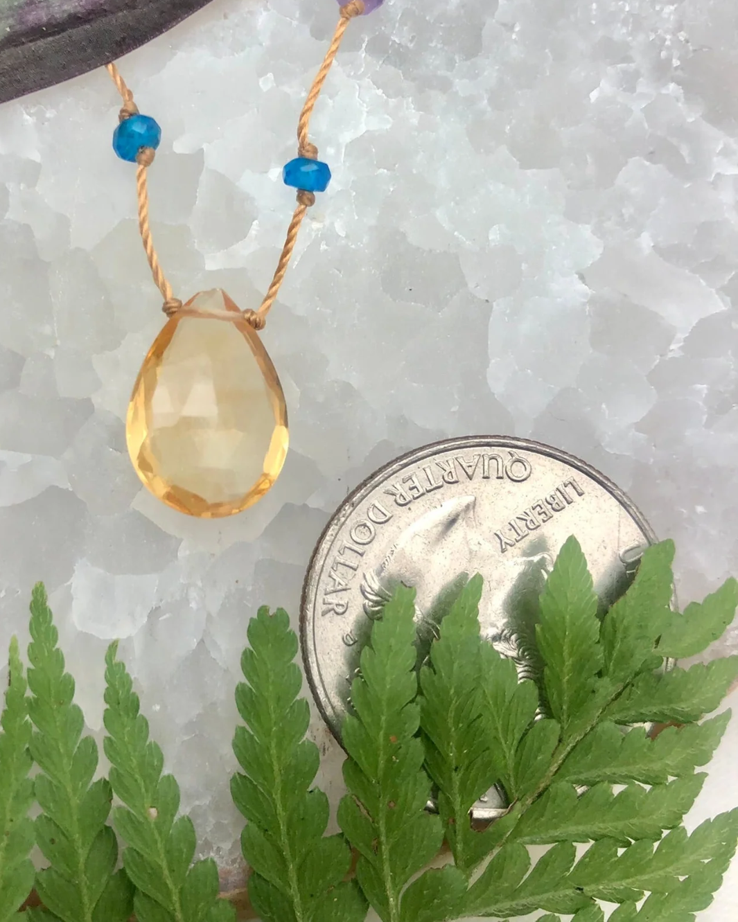 Amalia CITRINE NECKLACE IN RAINBOW DROP at Romi Boutique
