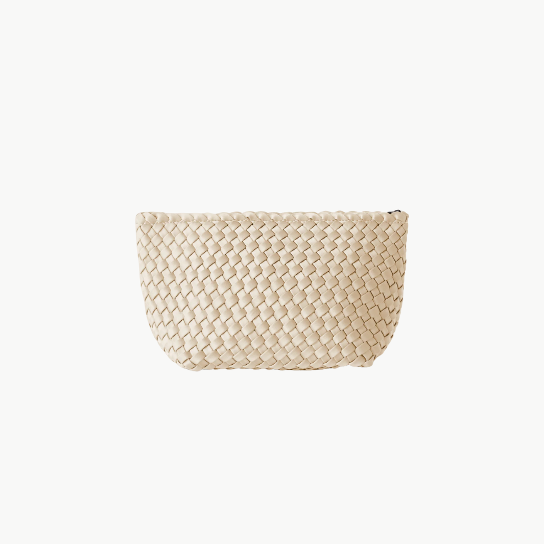 PORTOFINO MEDIUM COSMETIC POUCH IN ECRU by Naghedi - Romi Boutique