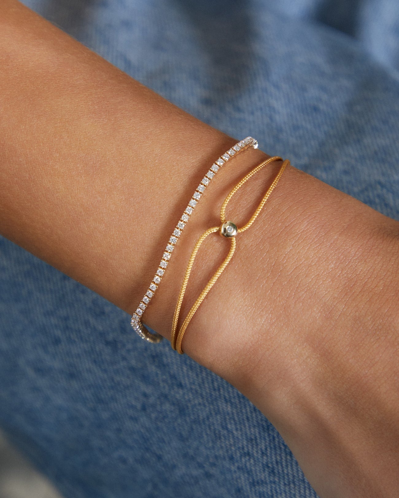 DIAMOND DOT CORD BRACELET 14K GOLD by EF Collection - Romi Boutique