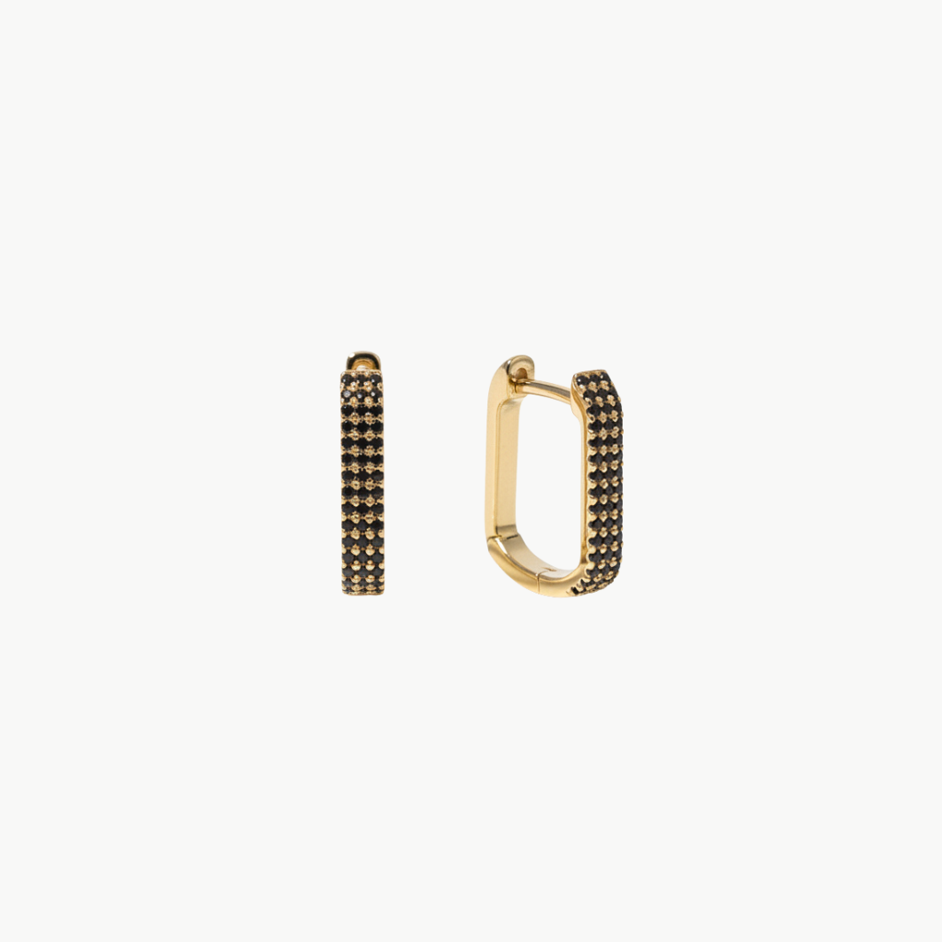 JUMBO LOLA HOOP EARRING IN BLACK DIAMOND 14K GOLD - Romi Boutique