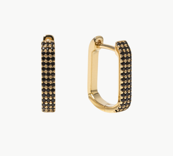 JUMBO LOLA HOOP EARRING IN BLACK DIAMOND 14K GOLD - Romi Boutique
