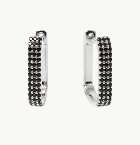 JUMBO LOLA HOOP EARRING IN BLACK DIAMOND 14K WHITE GOLD by EF Collection - Romi Boutique
