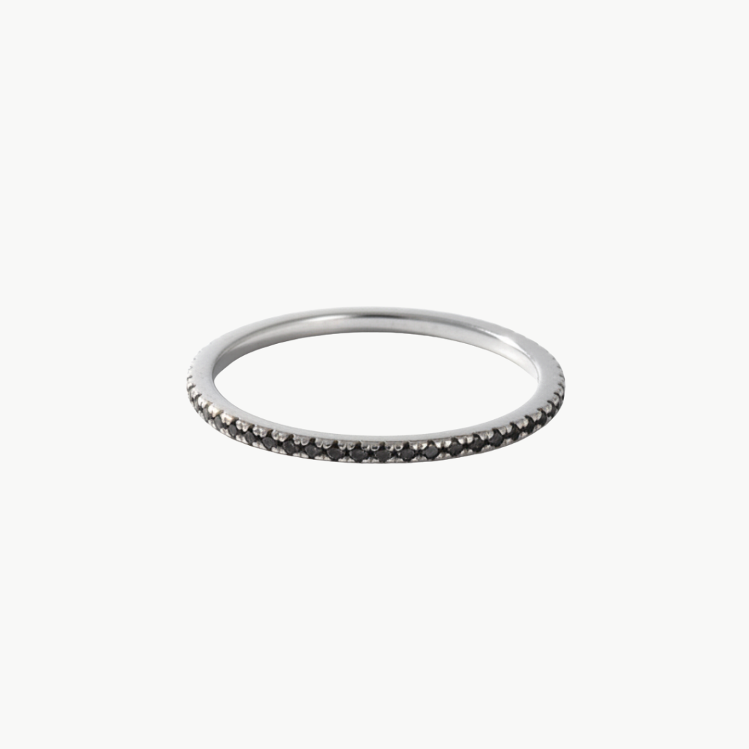 BLACK DIAMOND ETERNITY STACK RING IN 14K WHITE GOLD - Romi Boutique