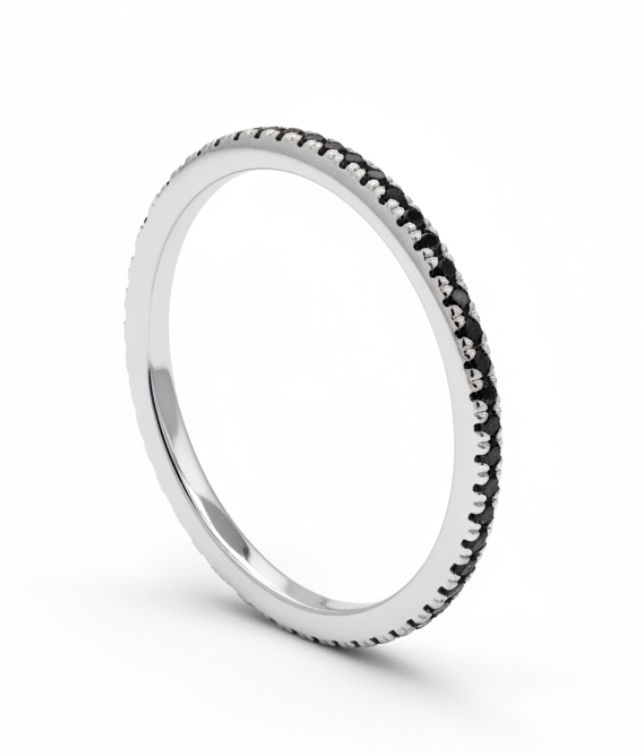 BLACK DIAMOND ETERNITY STACK RING IN 14K WHITE GOLD - Romi Boutique