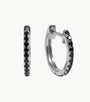 BLACK DIAMOND MINI HUGGIE EARRINGS IN 14K WHITE GOLD - Romi Boutique