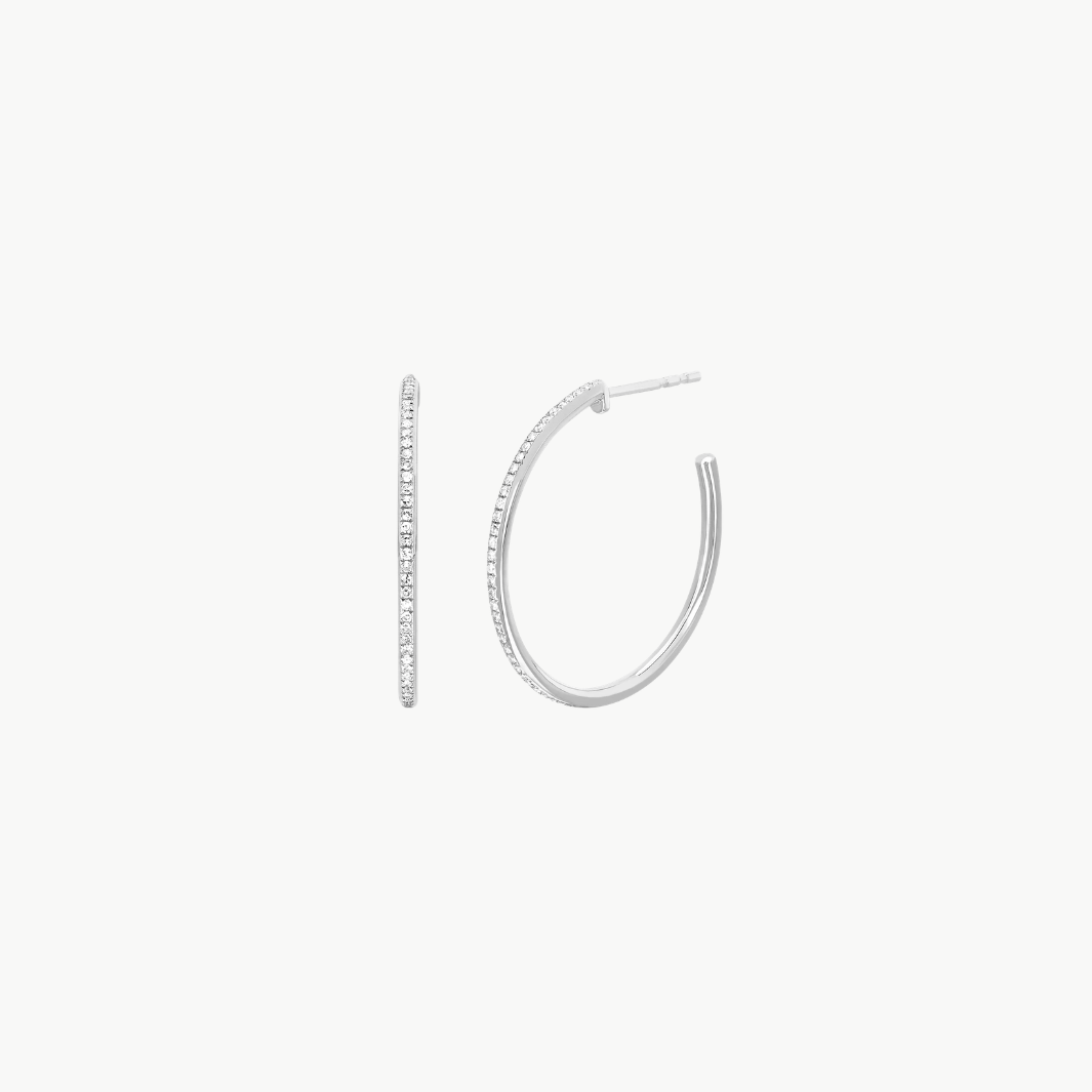DIAMOND ESSENTIAL HOOP EARRING IN 14K WHITE GOLD - Romi Boutique