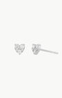 FULL CUT DIAMOND MINI HEART STUD EARRING IN 14K WHITE GOLD - Romi Boutique