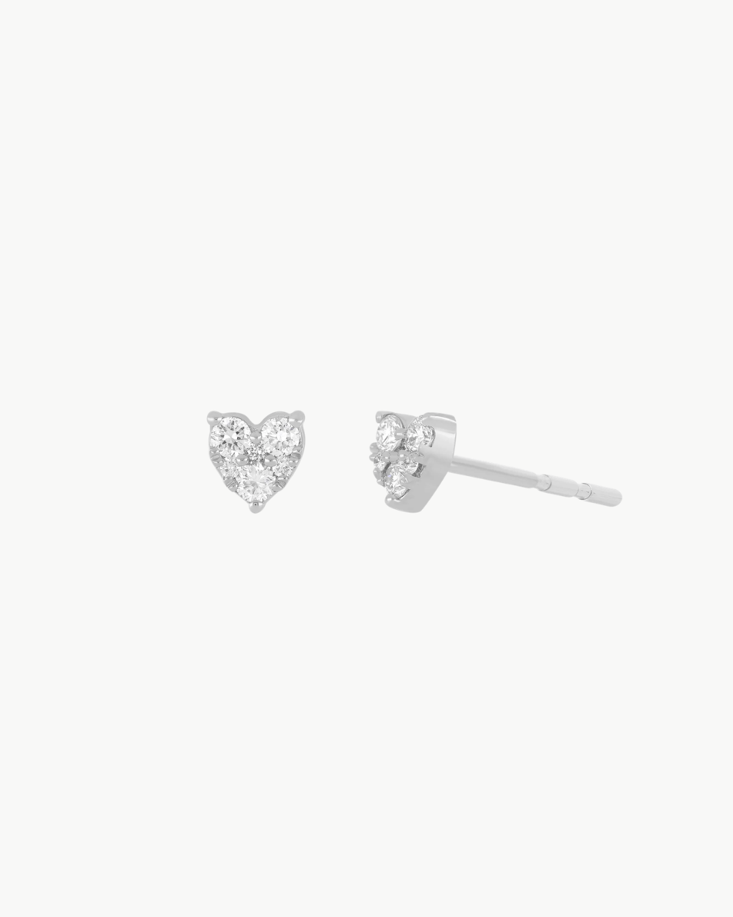 FULL CUT DIAMOND MINI HEART STUD EARRING IN 14K WHITE GOLD - Romi Boutique