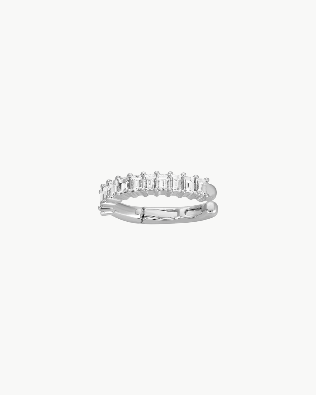 PRONG SET BAGUETTE EAR CUFF IN 14K WHITE GOLD by EF Collection - Romi Boutique