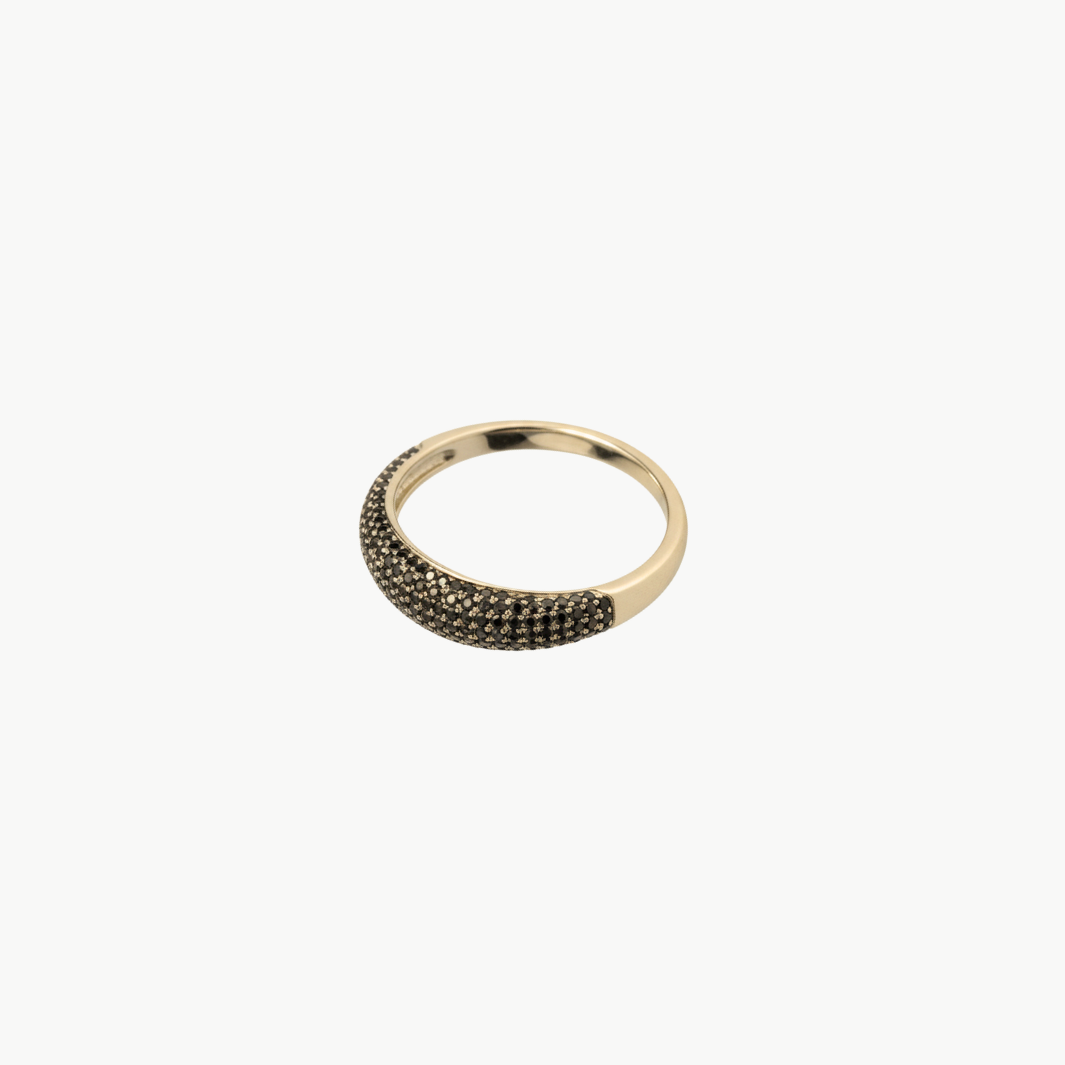 BLACK DIAMOND DOME RING IN 14K YELLOW GOLD - Romi Boutique