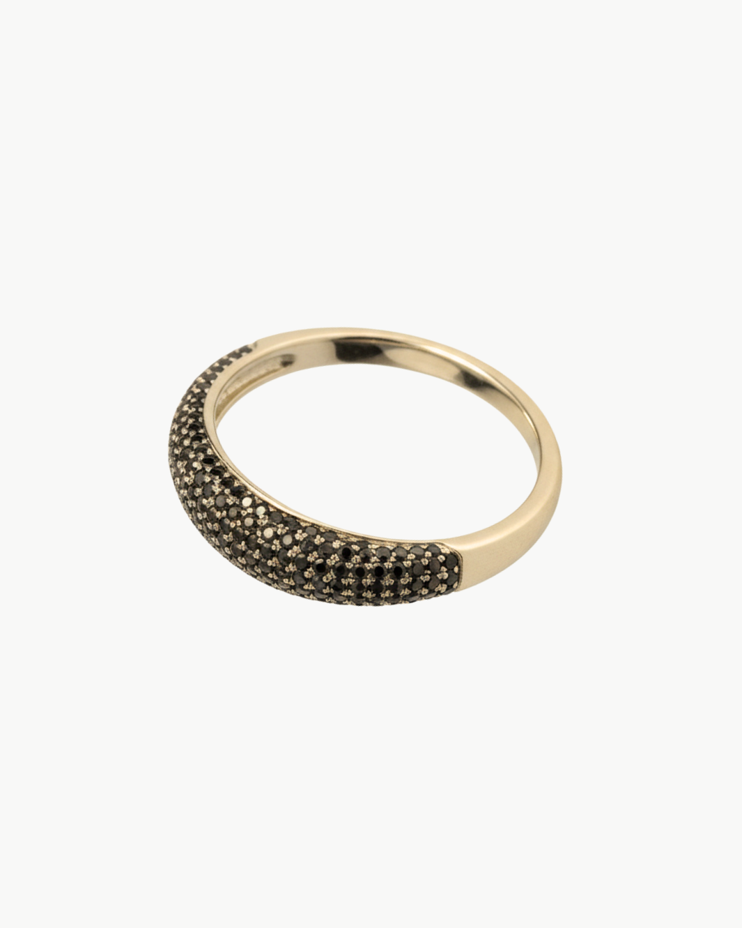 BLACK DIAMOND DOME RING IN 14K YELLOW GOLD - Romi Boutique