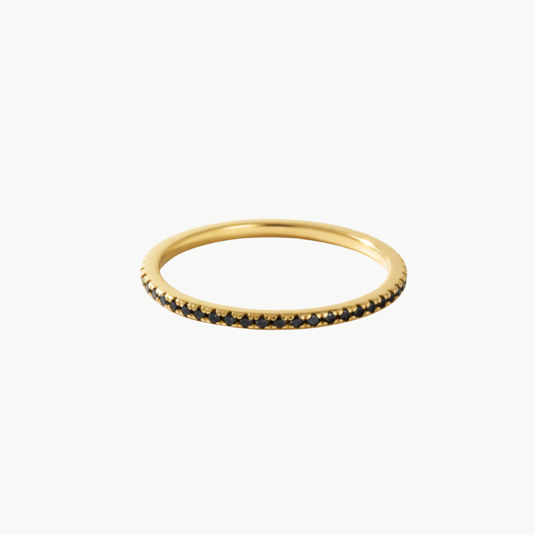 BLACK DIAMOND ETERNITY STACK RING IN 14K YELLOW GOLD - Romi Boutique