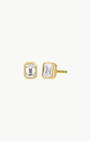 BEZEL SET EMERALD CUT DIAMOND STUD EARRING IN 14K YELLOW GOLD - Romi Boutique