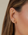 BEZEL SET EMERALD CUT DIAMOND STUD EARRING IN 14K YELLOW GOLD - Romi Boutique