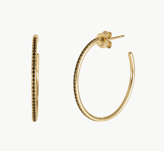 BLACK DIAMOND ESSENTIAL HOOP EARRING IN 14K YELLOW GOLD by EF Collection - Romi Boutique