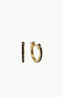 BLACK DIAMOND HUGGIE EARRINGS IN 14K YELLOW GOLD - Romi Boutique