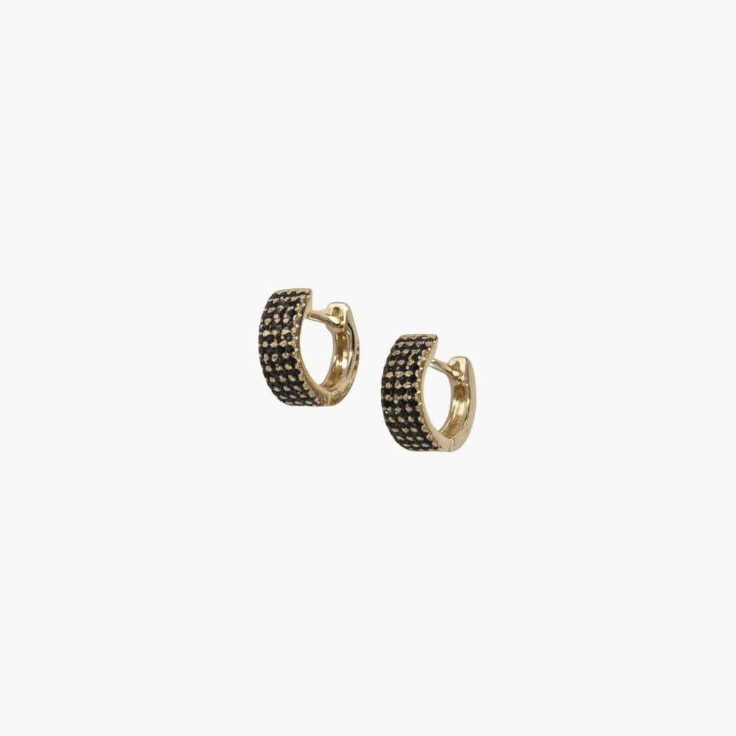 BLACK DIAMOND JUMBO HUGGIE EARRING IN 14K YELLOW GOLD - Romi Boutique