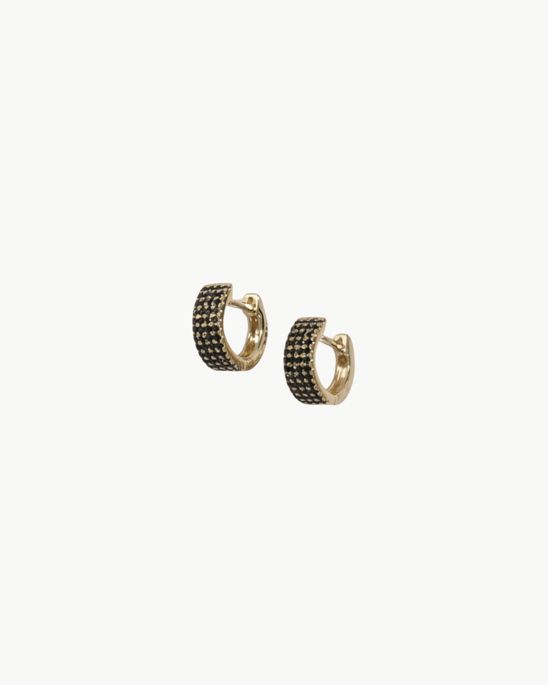 BLACK DIAMOND JUMBO HUGGIE EARRING IN 14K YELLOW GOLD - Romi Boutique