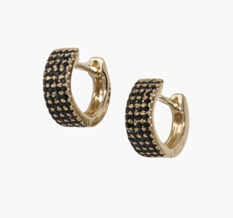 BLACK DIAMOND JUMBO HUGGIE EARRING IN 14K YELLOW GOLD - Romi Boutique
