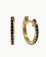 BLACK DIAMOND MINI HUGGIE EARRINGS IN 14K YELLOW GOLD by EF Collection - Romi Boutique