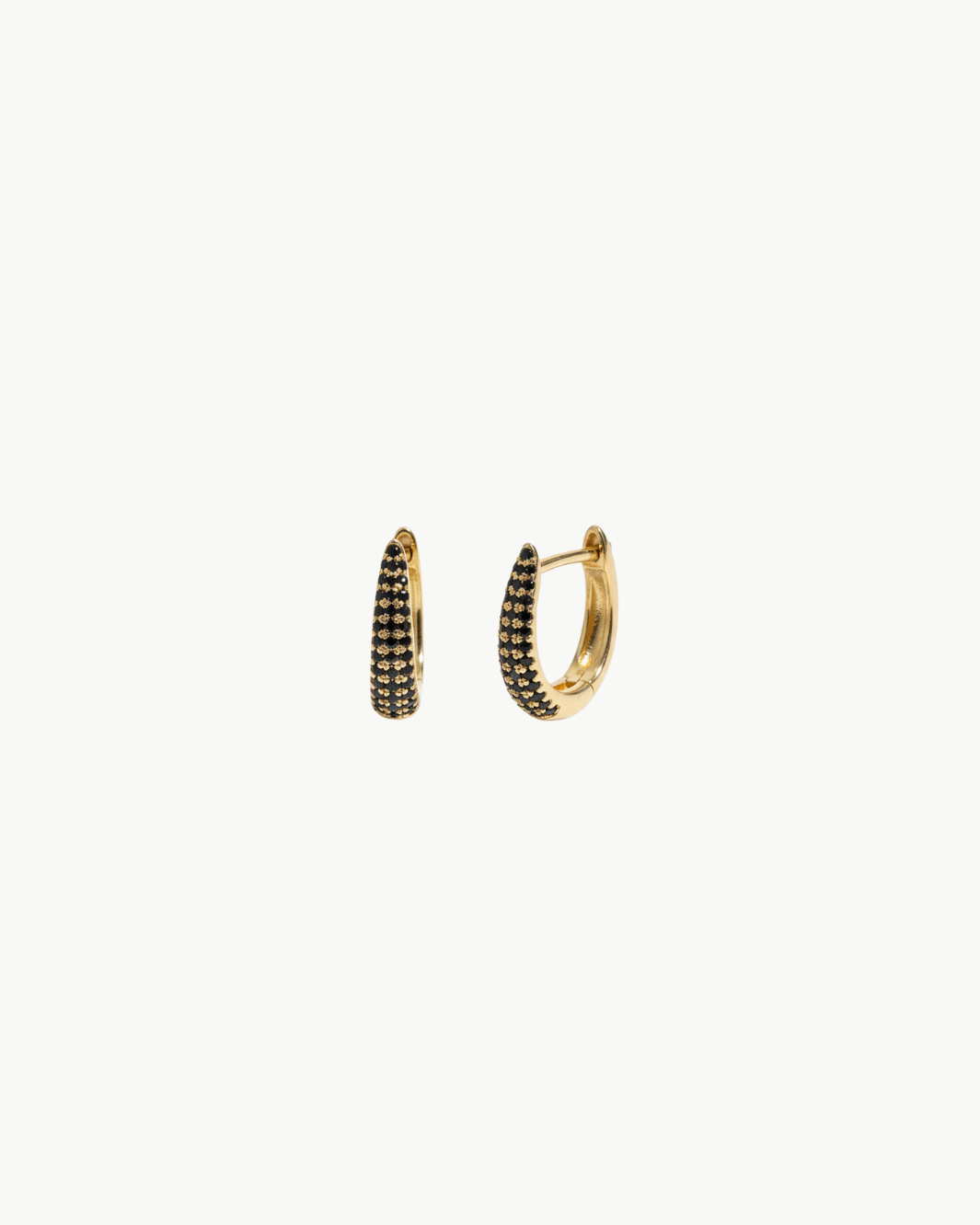BLACK DIAMOND MINI MAEVE HUGGIE EARRINGS IN 14K YELLOW GOLD - Romi Boutique