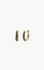 BLACK DIAMOND MINI MAEVE HUGGIE EARRINGS IN 14K YELLOW GOLD - Romi Boutique