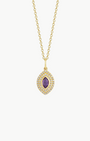 DIAMOND AND MARQUIS AMETHYST GEM NECKLACE IN 14K YELLOW GOLD by EF Collection - Romi Boutique