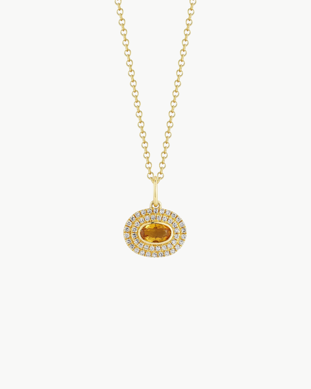 DIAMOND AND OVAL CITRINE GEM NECKLACE IN 14K YELLOW GOLD by EF Collection - Romi Boutique