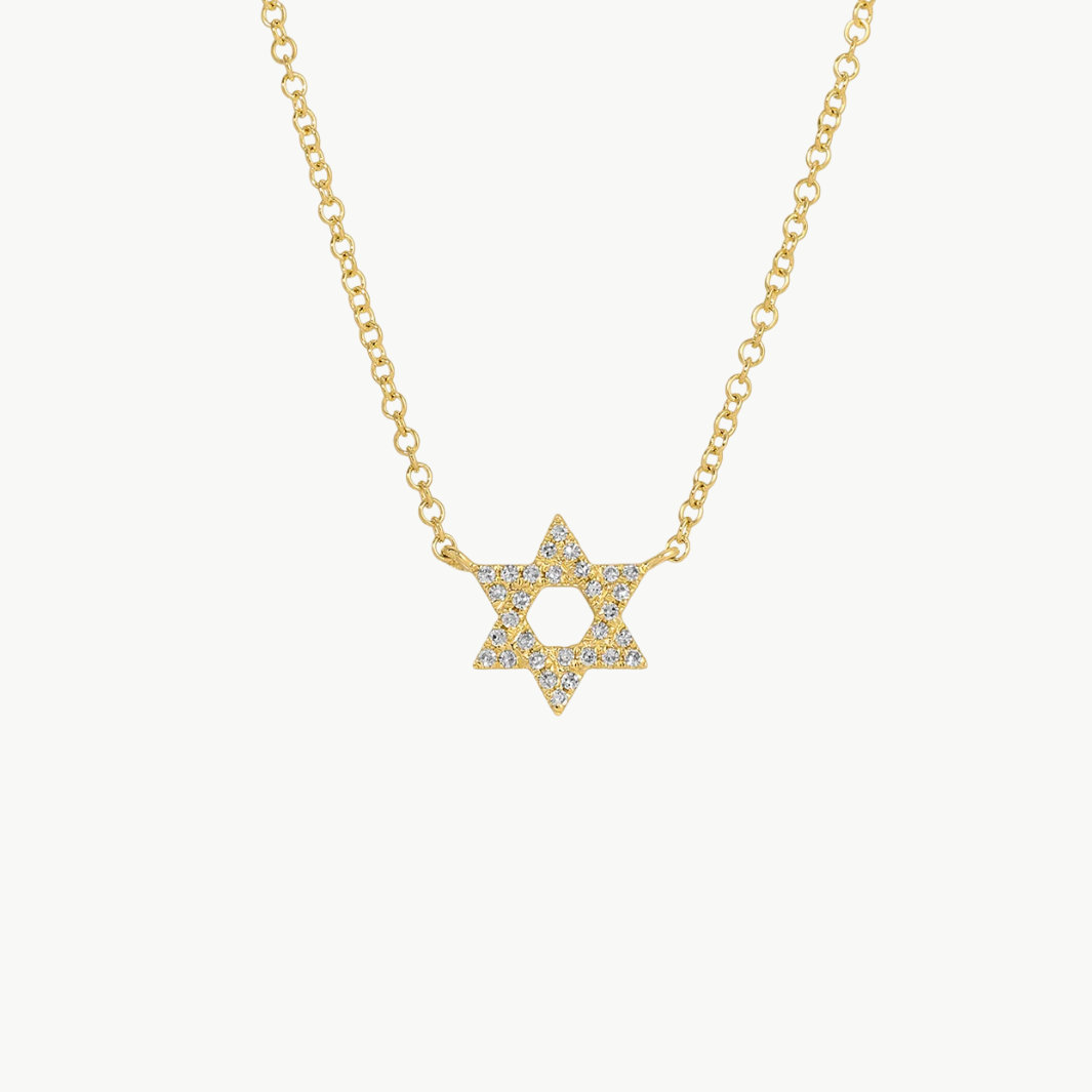 DIAMOND STAR OF DAVID NECKLACE IN 14K YELLOW GOLD - Romi Boutique