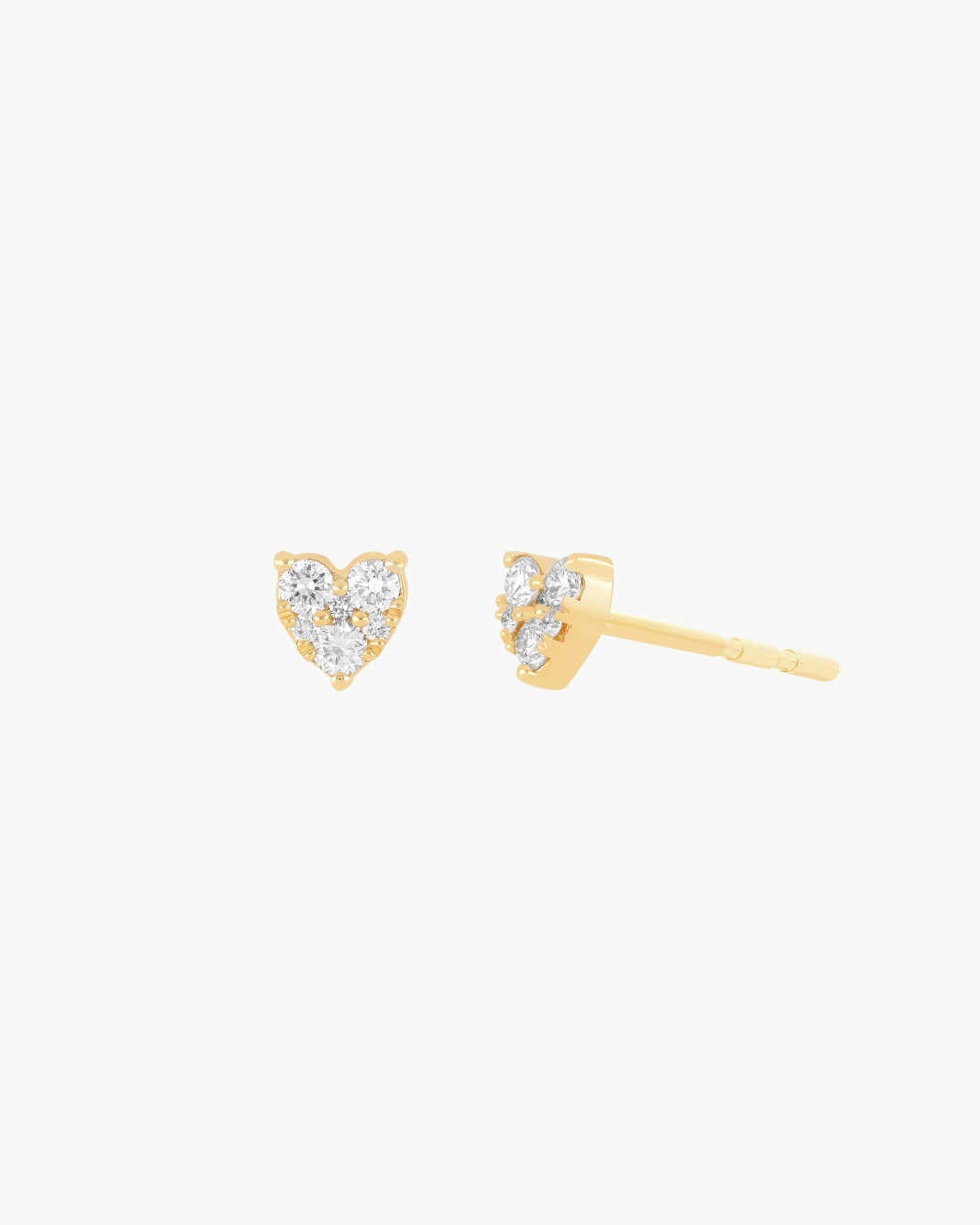 FULL CUT DIAMOND MINI HEART STUD EARRING IN 14K YELLOW GOLD - Romi Boutique