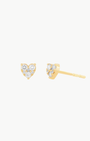 FULL CUT DIAMOND MINI HEART STUD EARRING IN 14K YELLOW GOLD - Romi Boutique