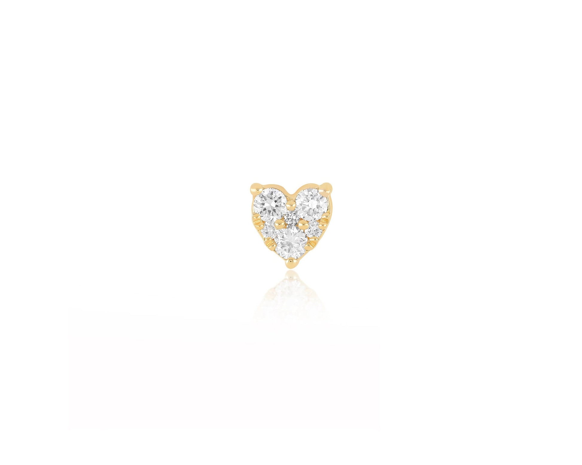 FULL CUT DIAMOND MINI HEART STUD EARRING IN 14K YELLOW GOLD - Romi Boutique