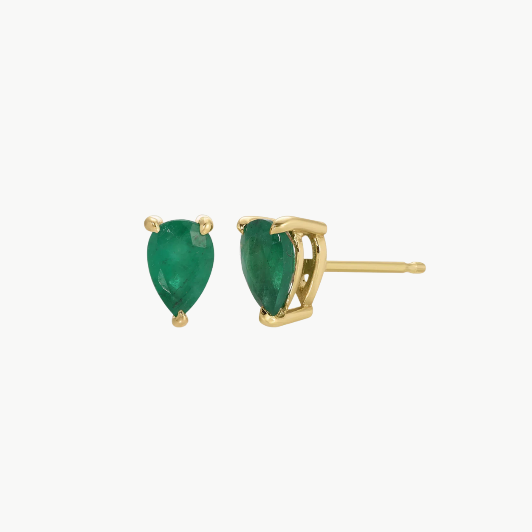 PEAR EMERALD STUD EARRINGS by EF Collection - Romi Boutique