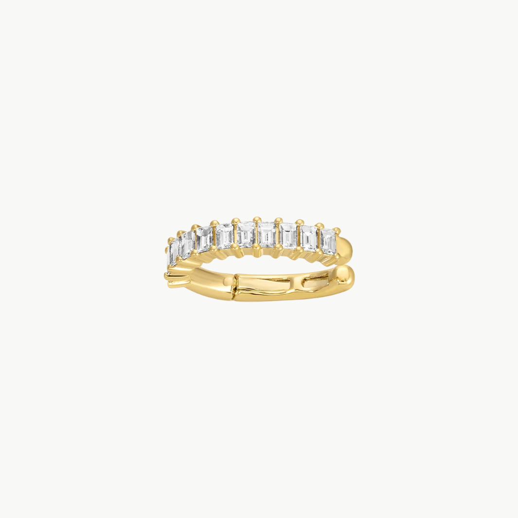 PRONG SET BAGUETTE EAR CUFF IN 14K YELLOW GOLD - Romi Boutique