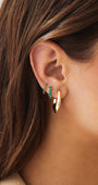 REVERSIBLE DIAMOND AND EMERALD MINI HUGGIE EARRINGS by EF Collection - Romi Boutique
