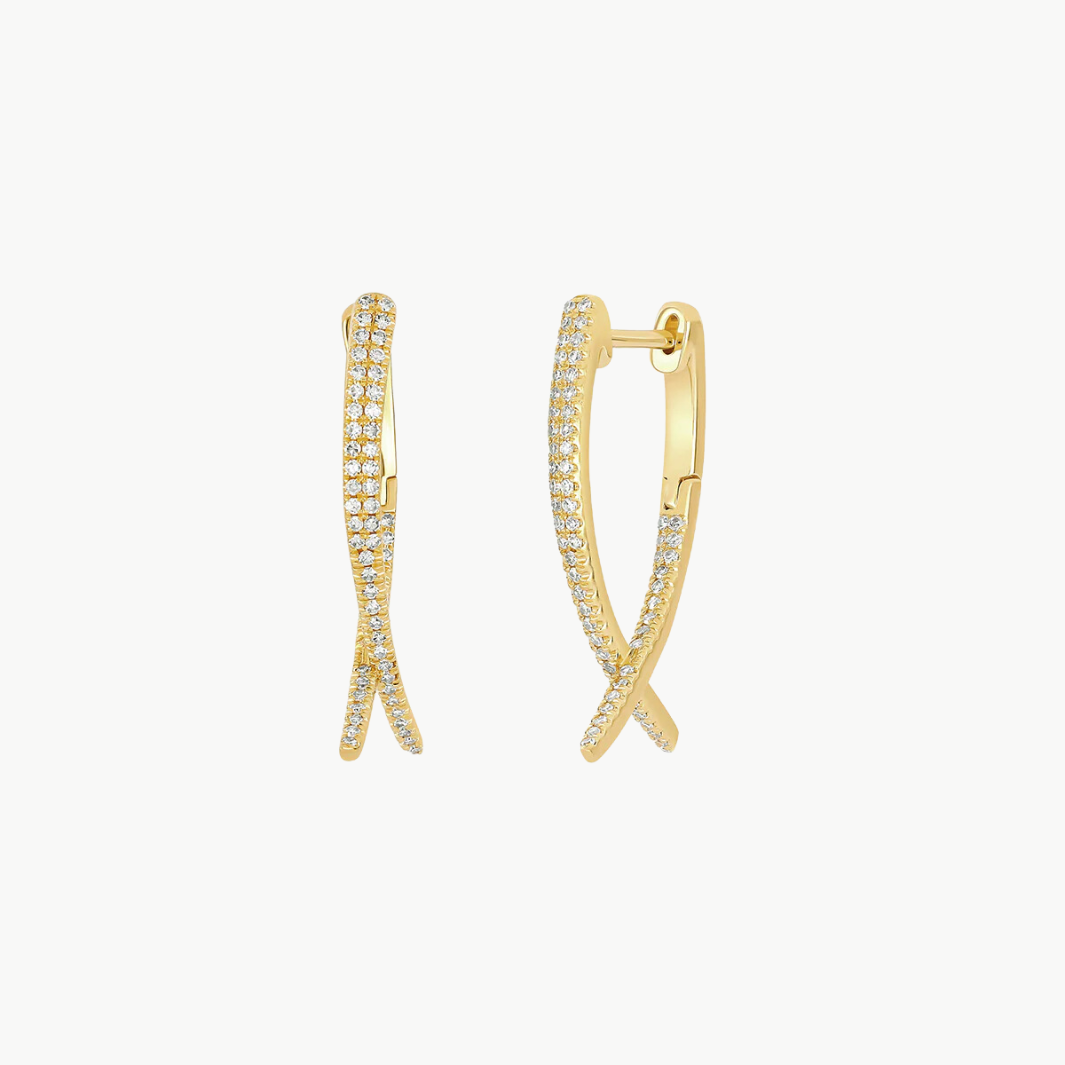 DIAMOND LOOP HOOP EARRING IN GOLD by EF Collection - Romi Boutique