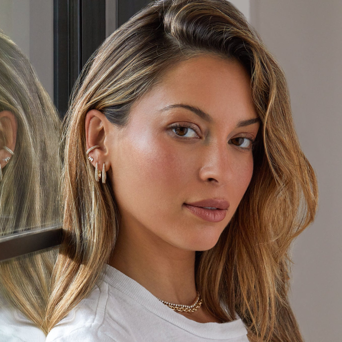 DIAMOND MAEVE HOOP EARRINGS IN GOLD by EF Collection - Romi Boutique